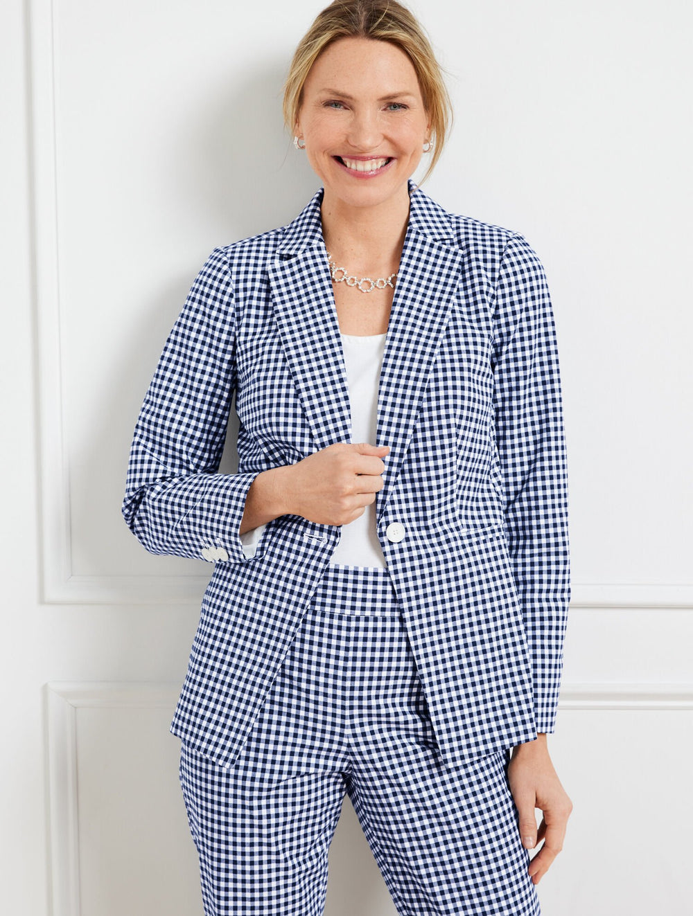 INDIA INK/WHITE BLAZER - PREPPY GINGHAM | Talbots online