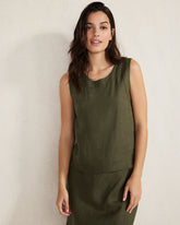 OLIVE|SIENNA LINEN SLEEVELESS TOP | Talbots sale