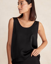 BLACK SILKY SCOOP NECK TANK | Talbots online