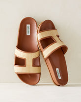 RAFFIA/COGNAC RAFFIA CUTOUT SLIDES | Talbots outlet
