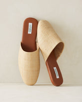 RAFFIA/COGNAC RAFFIA MULES | Talbots for sale
