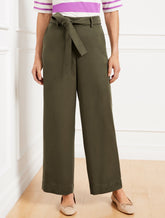 BURNT OLIVE BELTED WIDE ANKLE PANTS | Talbots for sale