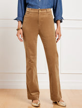 ALMOND BUFF STRETCH CORDUROY FLARE LEG PANTS | Talbots on sale