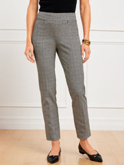 IVORY/BLACK TALBOTS CHATHAM SLIM ANKLE PANTS - GLEN PLAID | Talbots near me