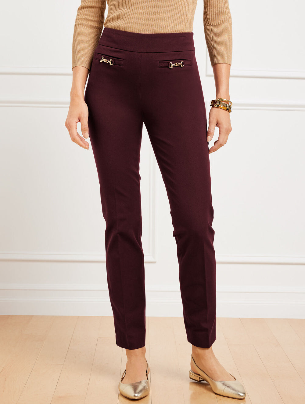 RICH BURGUNDY TALBOTS CHATHAM SLIM ANKLE PANTS | Talbots for sale