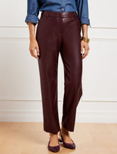 RICH BURGUNDY FAUX LEATHER STRAIGHT ANKLE PANTS | Talbots online
