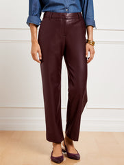 RICH BURGUNDY FAUX LEATHER STRAIGHT ANKLE PANTS | Talbots online