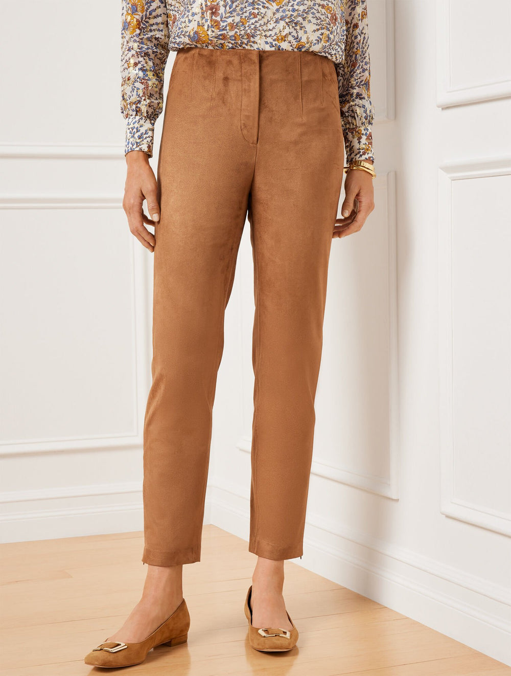 FALL TOBACCO FAUX SUEDE SLIM LEG ANKLE PANTS | Talbots outlet