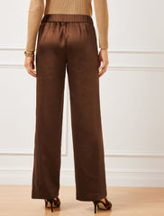 DARK WALNUT SATIN WIDE LEG PANTS | Talbots for sale