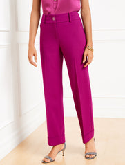 BERRY TAILORED STRETCH SLIM WIDE ANKLE PANTS | Talbots outlet