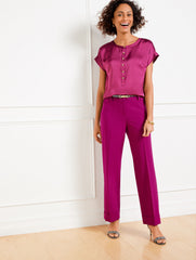 BERRY TAILORED STRETCH SLIM WIDE ANKLE PANTS | Talbots outlet