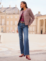 RICH BURGUNDY MULTI SHETLAND CROP JACKET - AUTUMN PLAID | Talbots online