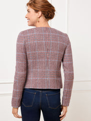 RICH BURGUNDY MULTI SHETLAND CROP JACKET - AUTUMN PLAID | Talbots online