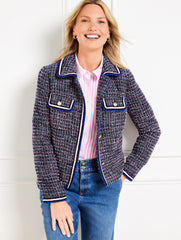 NAVY/WHITE MULTI BREEZE TWEED JACKET | Talbots US
