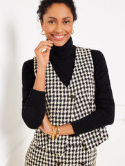 BLACK/IVORY HOUNDSTOOTH TWEED VEST | Talbots sale