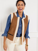 TOBACCO FAUX SHEARLING VEST | Talbots on sale