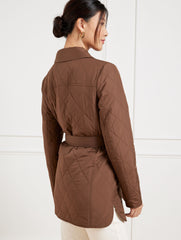 BLACK BELTED QUILTED SHIRT JACKET | Talbots US