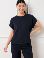 INDIGO BLUE AIRKNIT STRETCH SHORT SLEEVE TEE | Talbots online