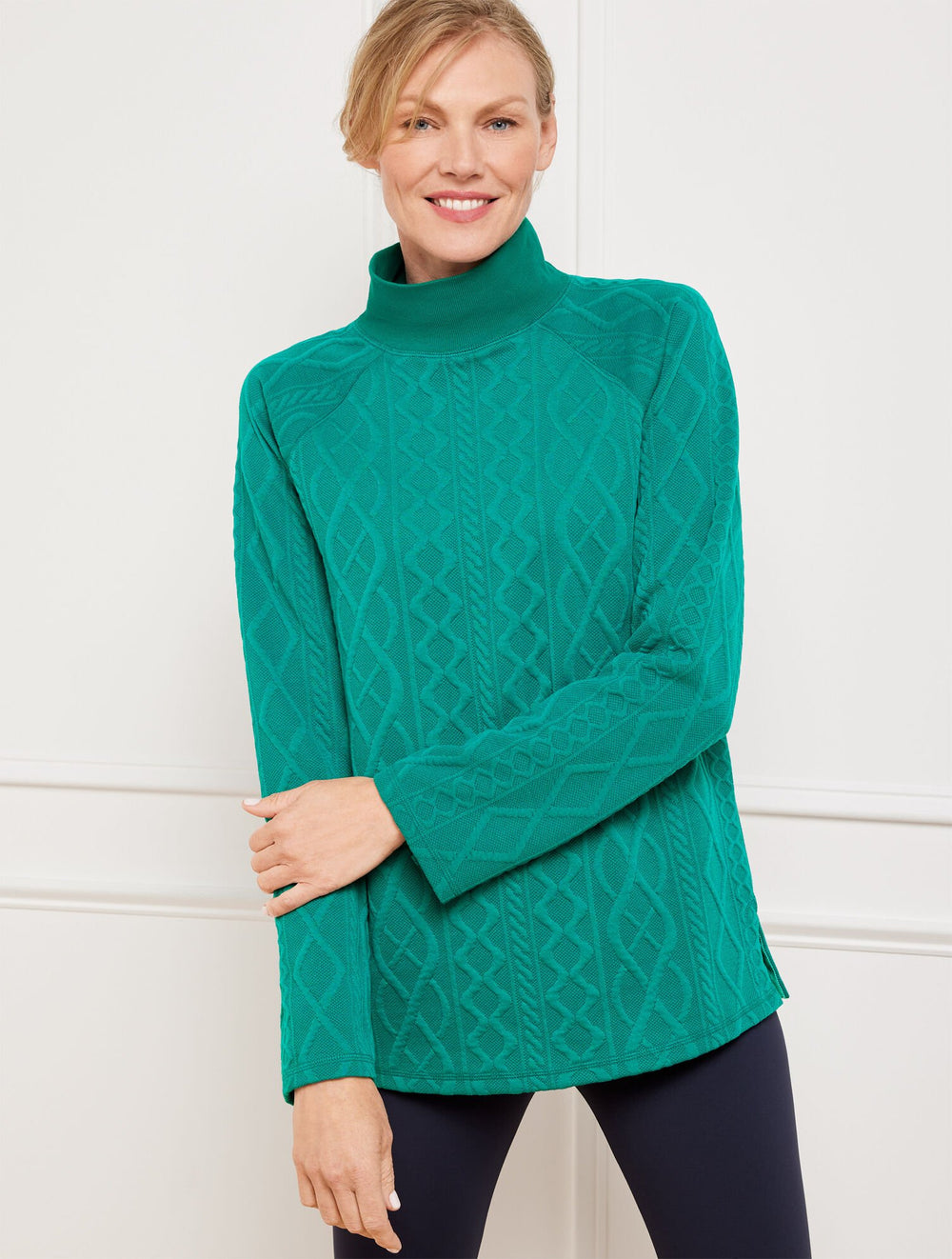 EVERGLADE AUTUMNAL CABLE KNIT MOCKNECK PULLOVER | Talbots for sale