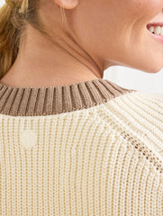 INDIGO BLUE|IVORY COLORBLOCK CARDIGAN | Talbots discount
