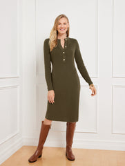 DEEP MOSS BUTTON MOCKNECK SWEATER DRESS | Talbots US