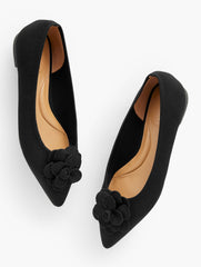 BLACK EDWIN KNIT FLOWER POINTED TOE FLATS | Talbots outlet