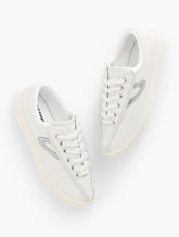 WHITE/SILVER TRETORN® NYLITE PLUS LEATHER SNEAKERS | Talbots sale