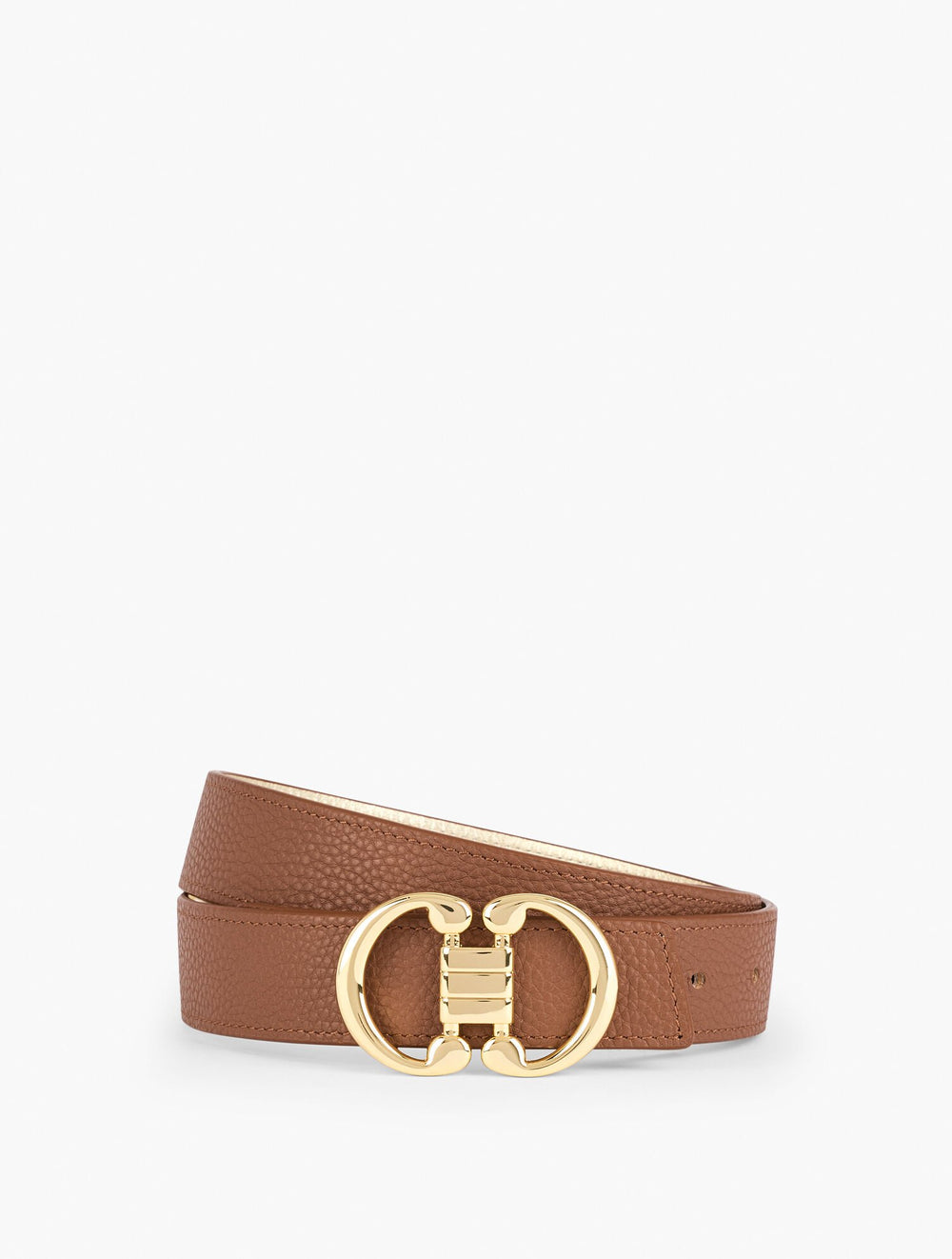 COGNAC/GOLD REVERSIBLE METALLIC BELT | Talbots discount
