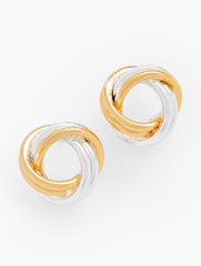 GOLD/SHINY SILVER TWO-TONE STUD EARRINGS | Talbots on sale