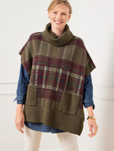 DEEP MOSS MULTI PLAID TURTLENECK PONCHO | Talbots outlet
