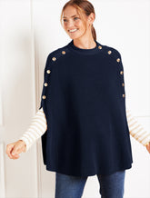INDIGO BLUE|TOASTED COCONUT BUTTON PONCHO | Talbots for sale