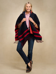 RUBY RED MULTI|TOASTED COCONUT/IVORY REVERSIBLE DOUBLE FACE RUANA | Talbots discount