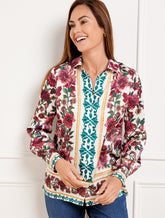 IVORY MULTI SOFT SATIN CHARMEUSE BUTTON FRONT SHIRT - STUNNING FLORAL | Talbots for sale
