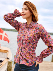 MOONLITE MAUVE MULTI RUFFLE TOP - GATHERED LEAVES | Talbots discount