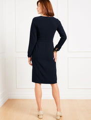 BLACK|INDIGO BLUE EASY TRAVEL LONG SLEEVE DRESS | Talbots on sale