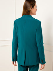 DARK TEAL CITY TWILL OPEN FRONT BLAZER | Talbots US