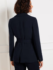 BLACK|INDIGO BLUE EASY TRAVEL TIE WAIST BLAZER | Talbots for sale