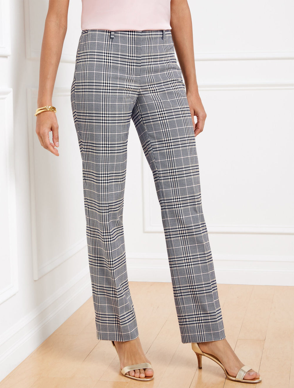 IVORY MULTI LAKE GLEN PLAID STRAIGHT LEG PANTS | Talbots discount