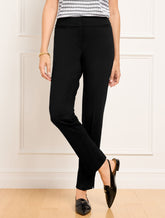 BLACK LUXE PONTE TAPERED LEG PANTS | Talbots sale