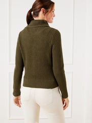 BLUE HAZE TWEED|DEEP MOSS POINTELLE KNIT SWEATER JACKET - TWEED | Talbots on sale
