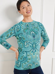 BLUE HAZE/SOFT JADE MULTI AUDREY CASHMERE SWEATER - IMPERIAL FLORAL | Talbots online