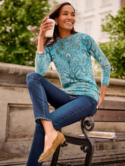 BLUE HAZE/SOFT JADE MULTI AUDREY CASHMERE SWEATER - IMPERIAL FLORAL | Talbots online