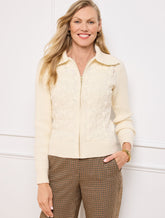 TALBOTS IVORY POINTELLE KNIT SWEATER JACKET | Talbots sale