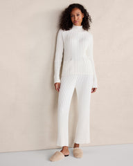 IVORY ORGANIC COTTON RIB KNIT PANTS | Talbots near me