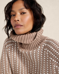 IVORY/BRANCH|IVORY/SOFT PERIWINKLE TEXTURE STITCH TURTLENECK | Talbots discount