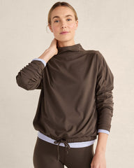 BLACK|CHOCOLATE|TIGER'S EYE BALANCE FUNNEL-NECK PULLOVER | Talbots discount
