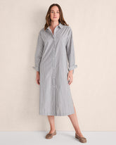 MIDNIGHT MULTI ORGANIC COTTON POPLIN BUTTONDOWN MIDI DRESS | Talbots sale