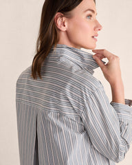 MIDNIGHT MULTI ORGANIC COTTON POPLIN BUTTONDOWN MIDI DRESS | Talbots sale