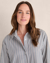 MIDNIGHT MULTI ORGANIC COTTON POPLIN BUTTONDOWN MIDI DRESS | Talbots sale
