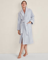 SERENITY BLUE|WHITE ORGANIC COTTON TERRY BATHROBE | Talbots sale